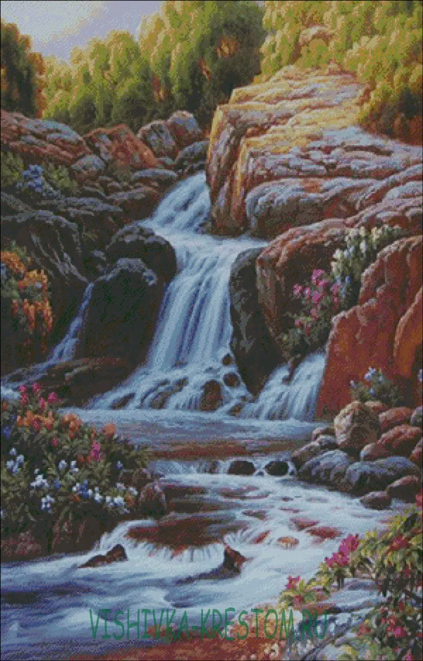Водопад в скалах 
